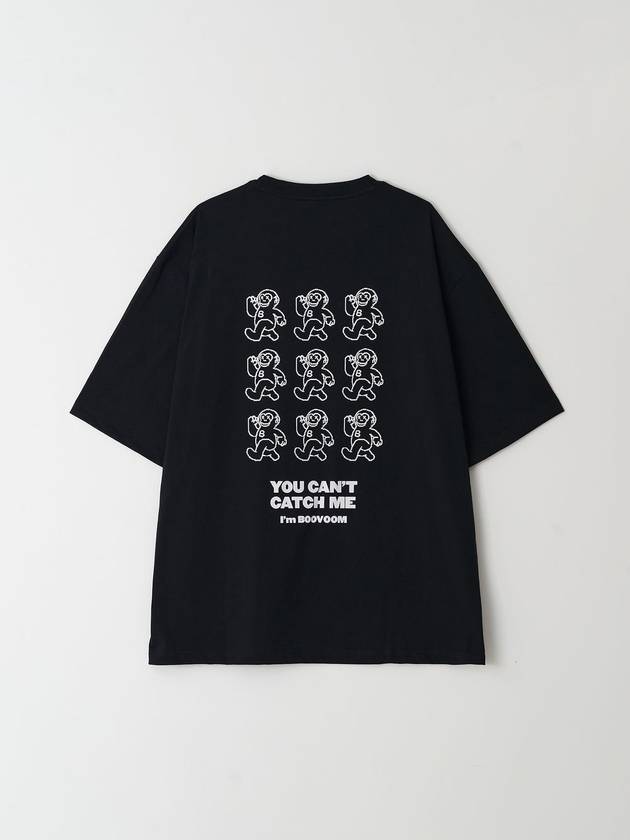 Nine Runners Oversized Fit Short Sleeve T-Shirt Black - BOOVOOM - BALAAN 1