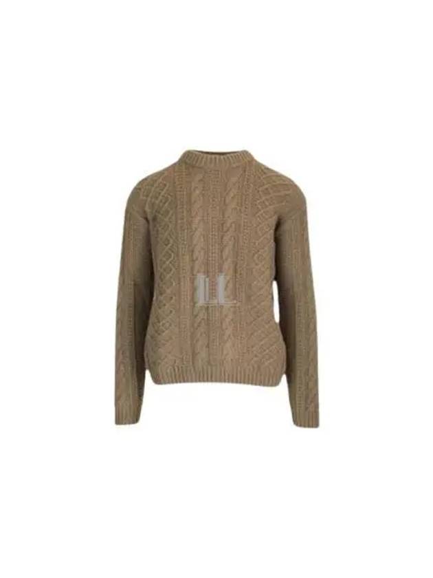 Lambswool Crewneck Logo Knit Top Brown - CP COMPANY - BALAAN 2