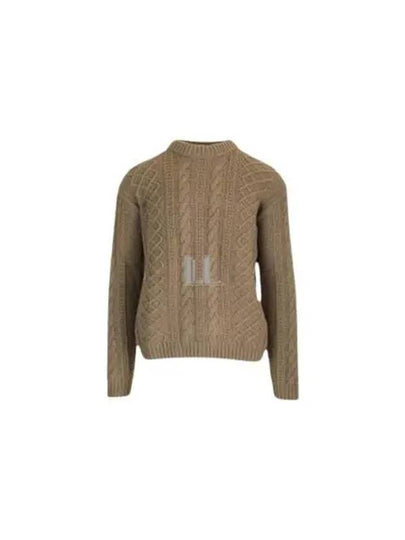 Lambswool Crewneck Logo Knit Top Brown - CP COMPANY - BALAAN 2