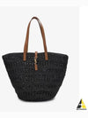 Top Handle Raffia Tote Bag Black - SAINT LAURENT - BALAAN 2