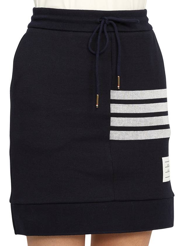 Double Face 4 Bar Knit Mini A Line Skirt Navy - THOM BROWNE - BALAAN 10