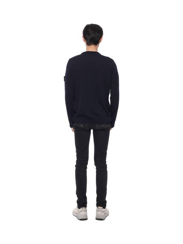 Regular Fit Crew Neck Wool Knit Top Navy - STONE ISLAND - BALAAN 6