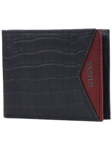 Men's Logo Leather Half Wallet Black - GUESS - BALAAN 1