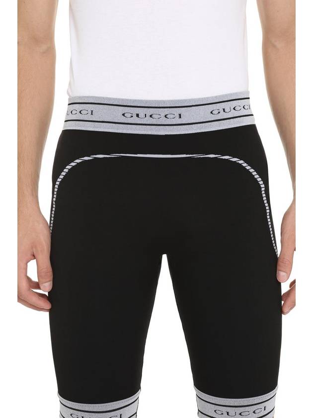 Men's Jacquard Tubular Jersey Shorts Leggings Black - GUCCI - BALAAN 6