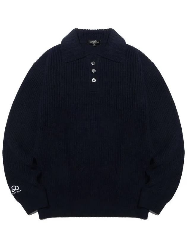 Lambswool collar button point knit DKNAVY - 20THHOLE - BALAAN 3