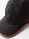 Web Stripe GG Logo Jacquard Canvas Ball Cap Black - GUCCI - BALAAN 3