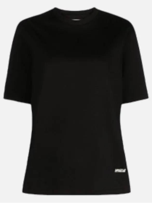 Crew Neck Cotton Short Sleeve T-shirt Black - JIL SANDER - BALAAN 3