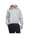 Cassandre Embroidered Monogram Cotton Hoodie Grey - SAINT LAURENT - BALAAN 3