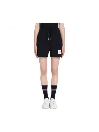 Women's Pique Stripe Rib Gusset Shorts Navy - THOM BROWNE - BALAAN 2