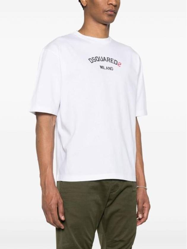 Logo Print Short Sleeve T Shirt White - DSQUARED2 - BALAAN 5