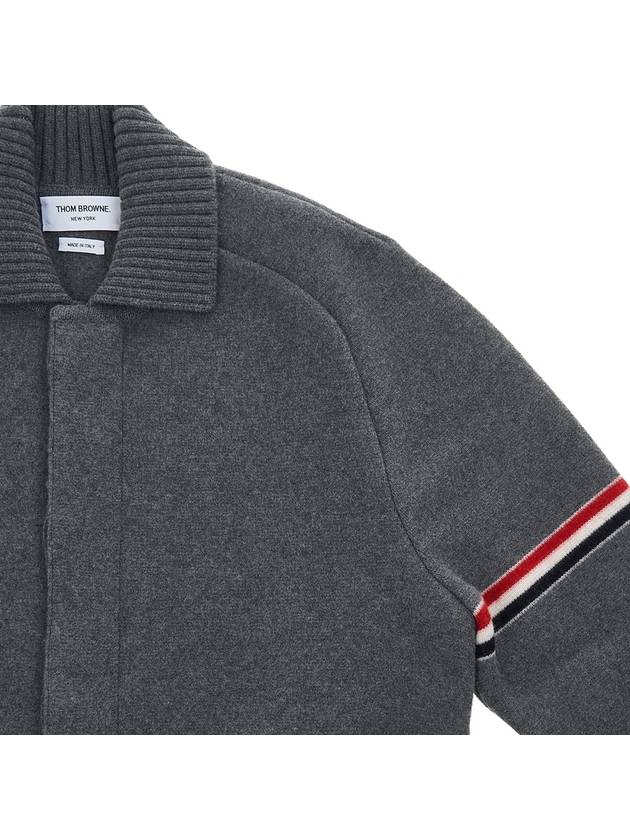 Arm Banding Striped Car Voile Wool Single Coat Grey - THOM BROWNE - BALAAN 5