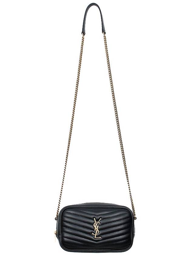 Lou Small Leather Cross Bag Black - SAINT LAURENT - BALAAN 4