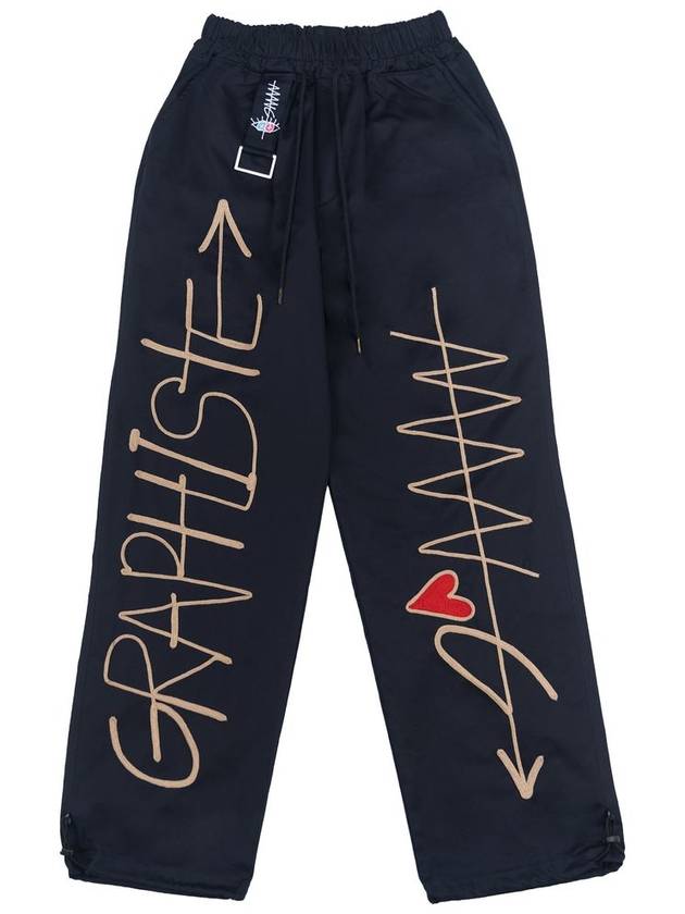 Embroidery Cotton Wide Pants Navy - GRAPHISTE MAN.G - BALAAN 2