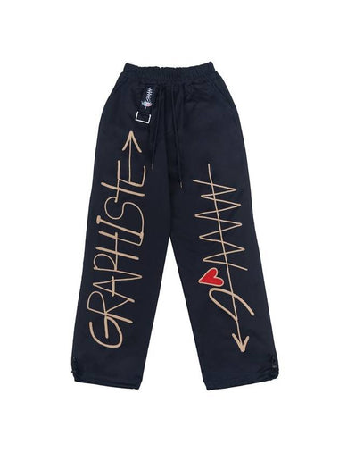 Embroidery Cotton Wide Pants Navy - GRAPHISTE MAN.G - BALAAN 1