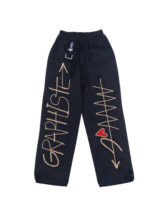 Embroidery Cotton Wide Pants Navy - GRAPHISTE MAN.G - BALAAN 2