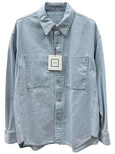 Back Logo Denim Cotton Long Sleeve Shirt Blue - WOOYOUNGMI - BALAAN 2