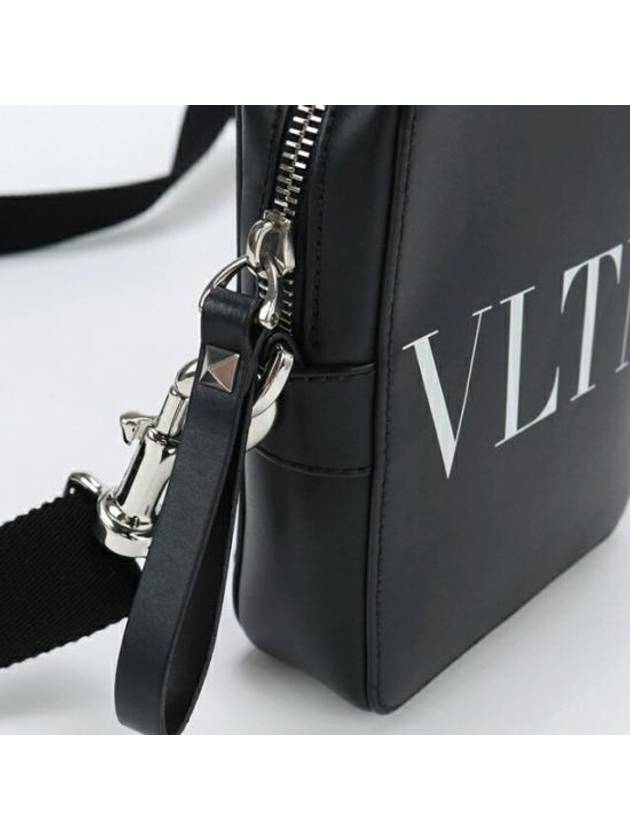 VLTN Logo Print Leather Cross Bag Black - VALENTINO - BALAAN 2