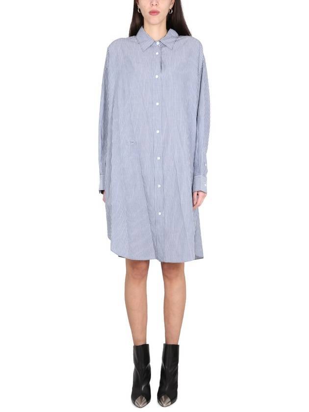 Seen Stripe Cotton Shirt Midi Dress Blue - ISABEL MARANT - BALAAN 3