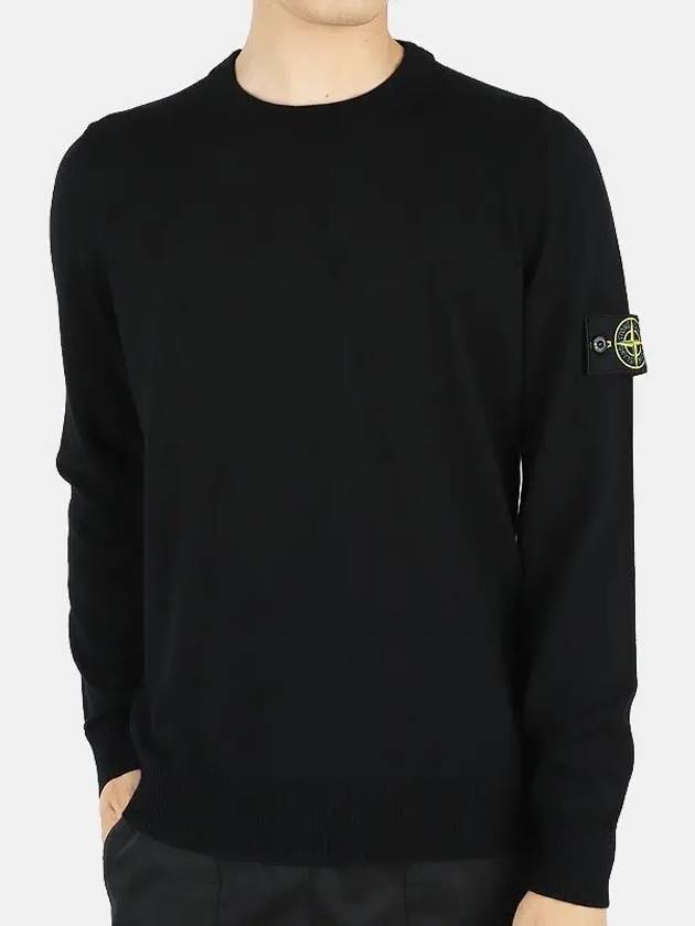 Logo Patch Round Neck Knit Top Navy - STONE ISLAND - BALAAN 3