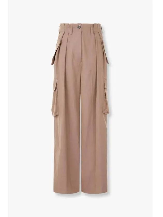 Women s Two Tuck Wide Cotton Cargo Pants Light Brown - DRIES VAN NOTEN - BALAAN 1