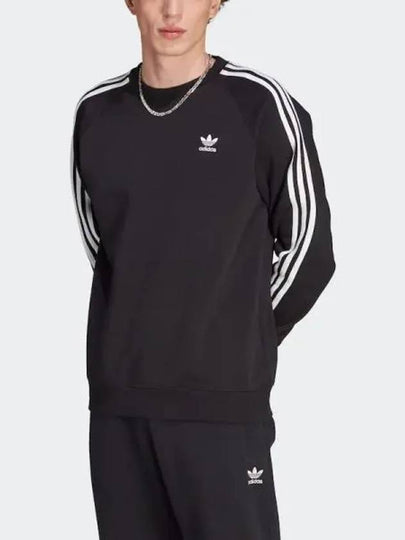 3 Stripes Crewneck Logo Print Sweatshirt Black - ADIDAS - BALAAN 2