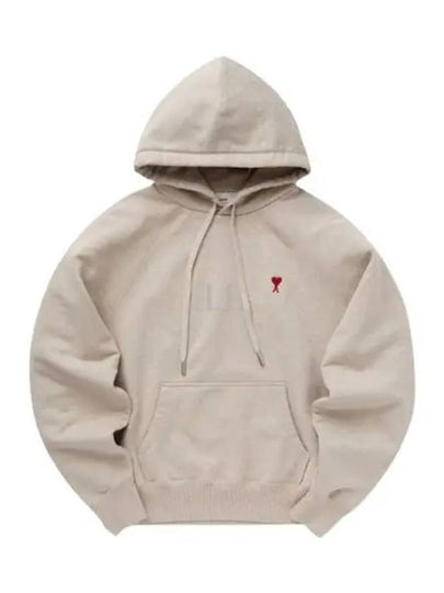 Embroidered Logo Organic Cotton Hoodie Beige - AMI - BALAAN 2