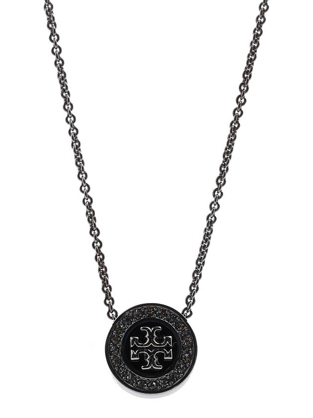 Kira Enamel Pavé Pendant Necklace Silver - TORY BURCH - BALAAN 4