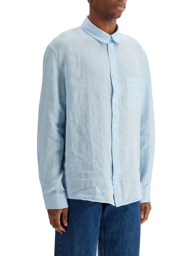 Cassel Linen Long Sleeve Shirt Light Blue - A.P.C. - BALAAN 4