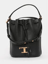 T Timeless Leather Micro Logo Bucket Bag Black - TOD'S - BALAAN 3