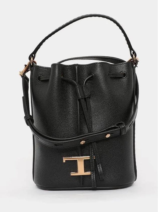 T Timeless Leather Micro Logo Bucket Bag Black - TOD'S - BALAAN 2