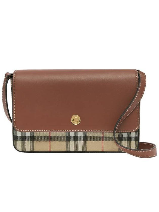 Vintage Check Leather Penny Shoulder Bag Brown - BURBERRY - BALAAN 1