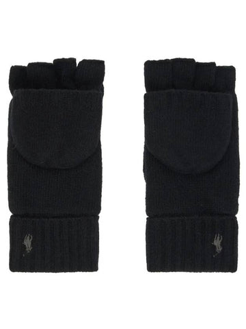 Pony logo embroidered gloves black - POLO RALPH LAUREN - BALAAN 1