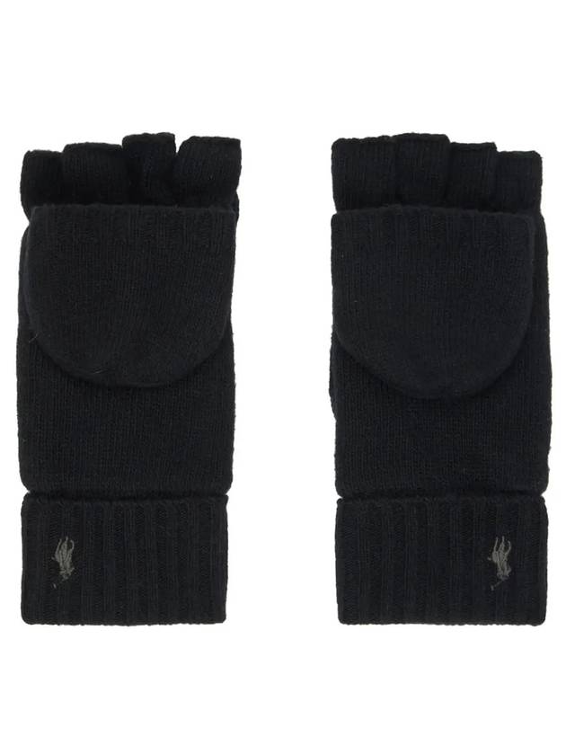 Pony Logo Embroidered Gloves Black - POLO RALPH LAUREN - BALAAN 1