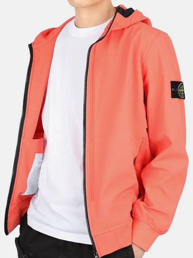 Wappen Patch Soft Shell Hooded Jacket Orange - STONE ISLAND - BALAAN 3