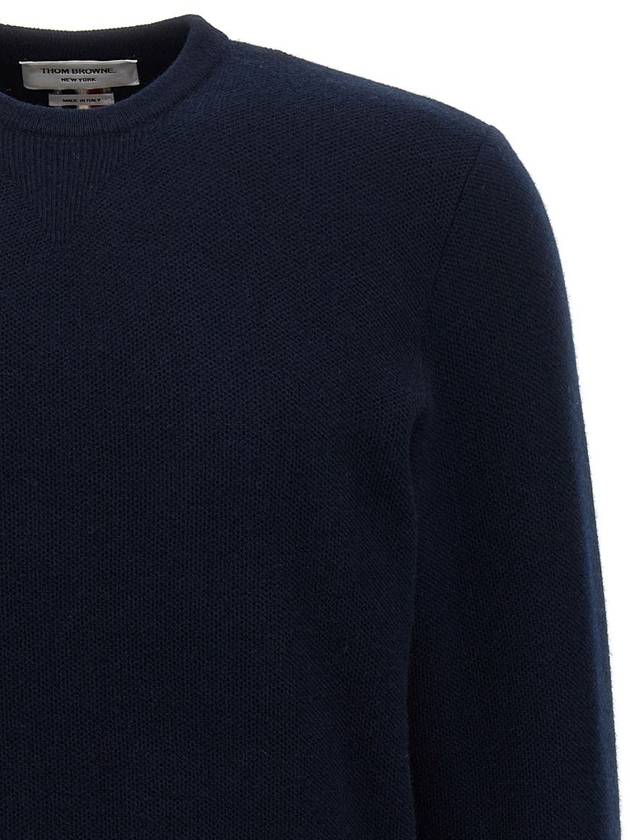 Arm Band Merino Wool Pique Knit Top Navy - THOM BROWNE - BALAAN 4