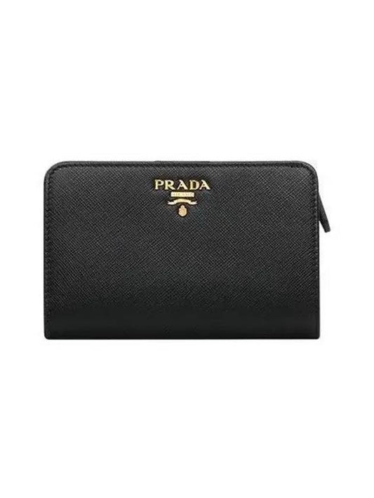 Saffiano Leather Medium Wallet Black - PRADA - BALAAN 2