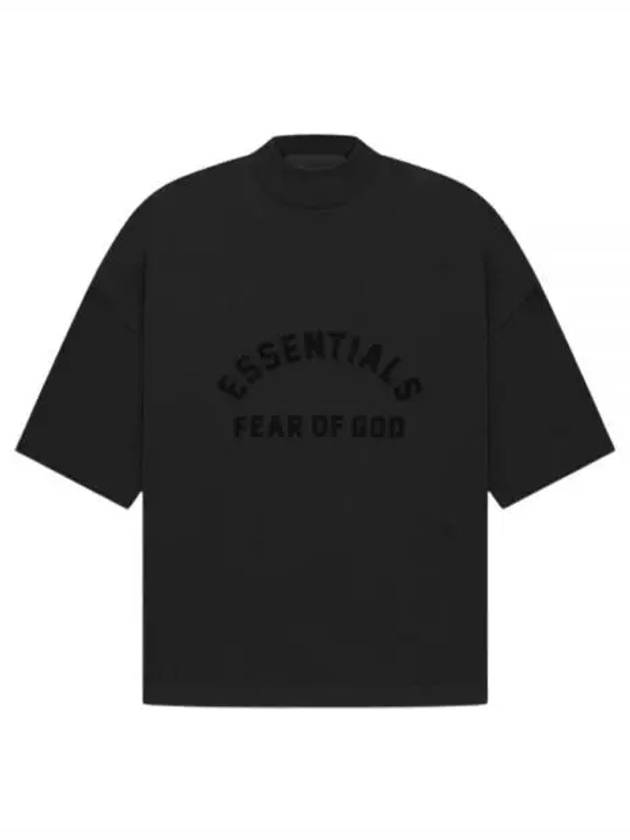 Logo Print High Neck Short Sleeve T-Shirt Black - FEAR OF GOD ESSENTIALS - BALAAN 2