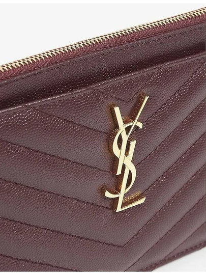 YSL Gold Tone Logo Chevron Quilt Burgundy Mini Clutch Bag 636312 BOW01 6475 - SAINT LAURENT - BALAAN 2