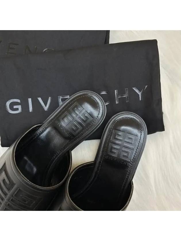 Women's 4G Logo Leather Flat Mule Black - GIVENCHY - BALAAN.