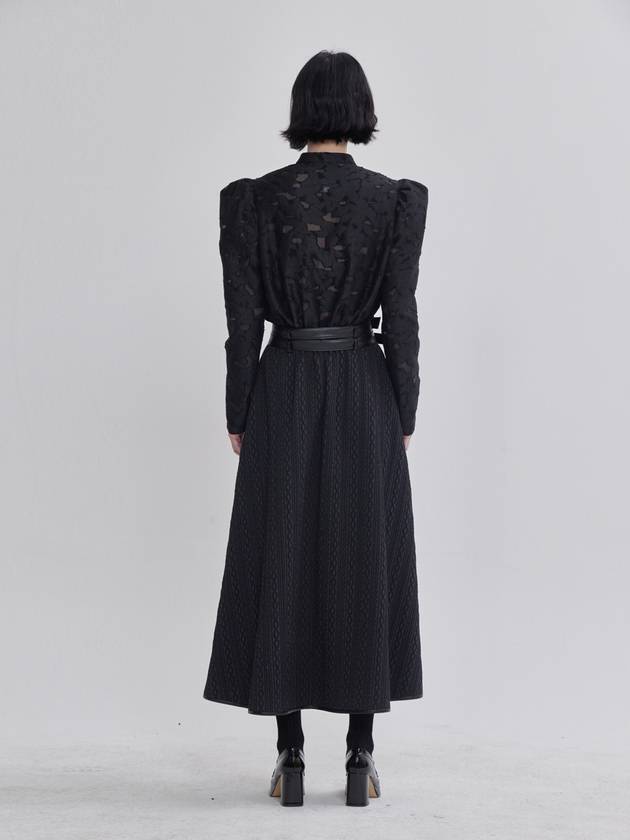 Quilted Detail Two Belted A-Line Long Skirt Black - LIE - BALAAN 4