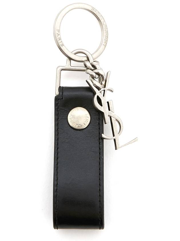 Monogram Leather Key Holder Black Silver - SAINT LAURENT - BALAAN 2