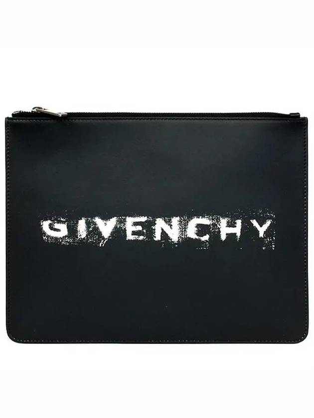 logo leather clutch bag black - GIVENCHY - BALAAN.