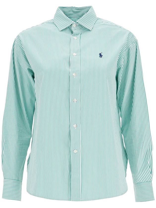 women's slim fit green and white striped shirt - POLO RALPH LAUREN - BALAAN 1