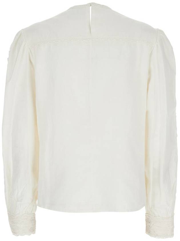 'Valmira' White Blouse With Keyhole Neck And Cut-Out Details In Linen And Cotton Blend Woman - ISABEL MARANT ETOILE - BALAAN 2