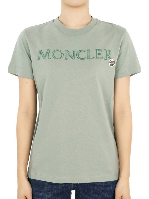 Moncler Women s Logo Patch Embroidery Short Sleeve Light Khaki 8C00006 829HP 92G - MONCLER - BALAAN 2