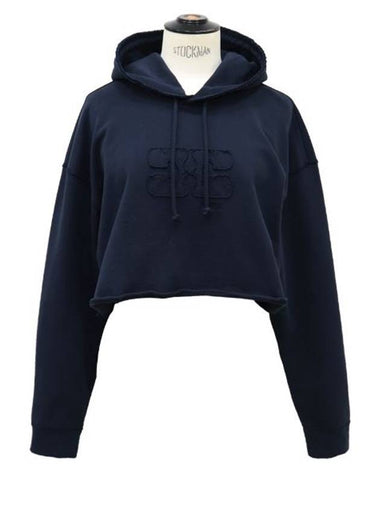 Navy overfit crop hood - GANNI - BALAAN 1