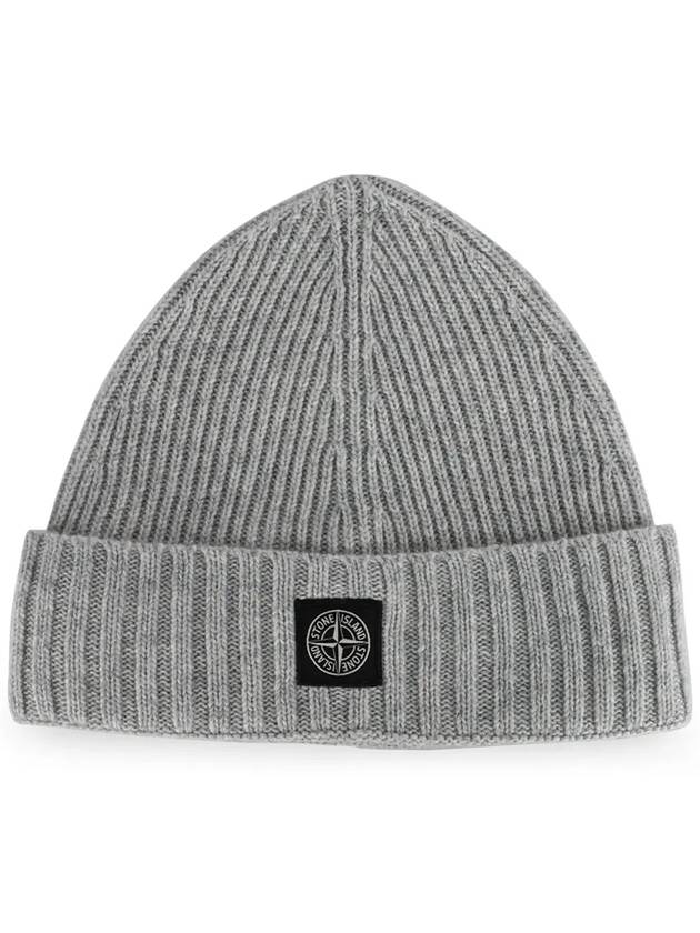 Stone Kids Logo Patch Wool Knit Beanie Light Gray 7916N03Z3 V0M64 - STONE ISLAND - BALAAN 3