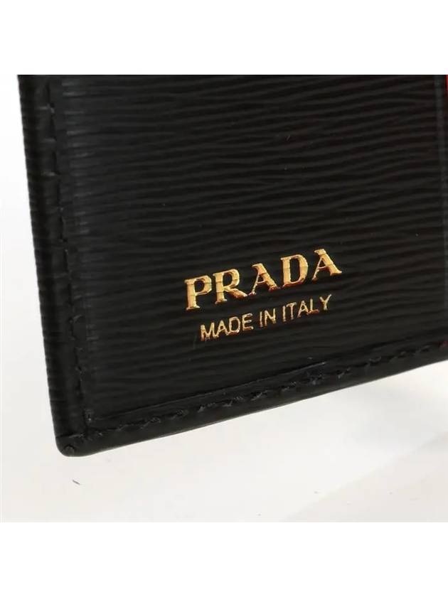 Vitello Gold Logo Tri-Fold Half Wallet Red Black - PRADA - BALAAN 9