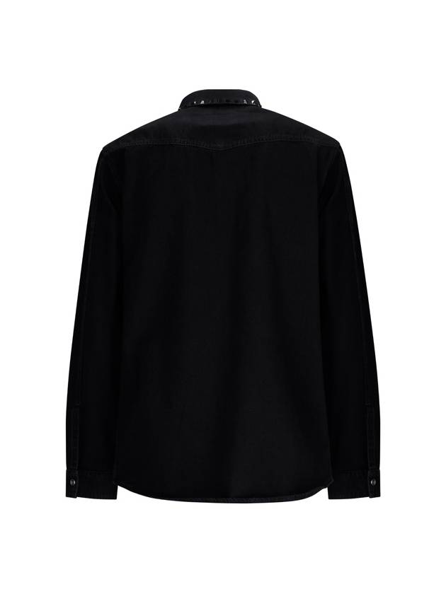 Men's Untitled Studded Denim Long Sleeve Shirt Black - VALENTINO - BALAAN 3