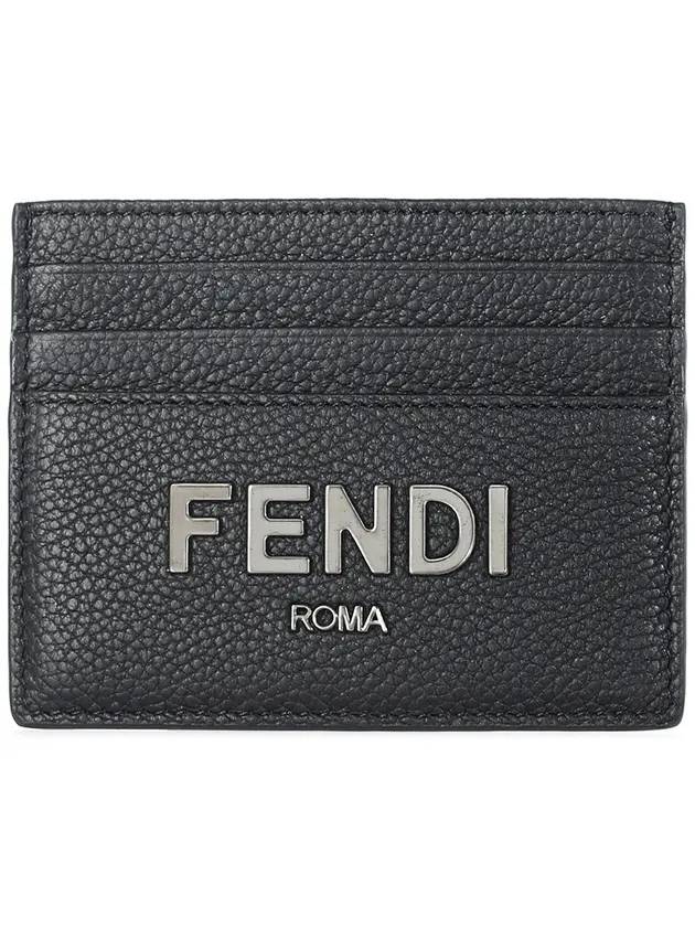 Signature Leather Card Wallet Black - FENDI - BALAAN 1